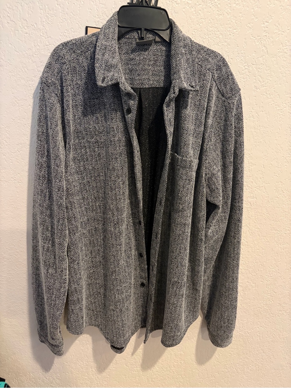 ASOS Gray Herringbone Lightweight Shirt Jacket